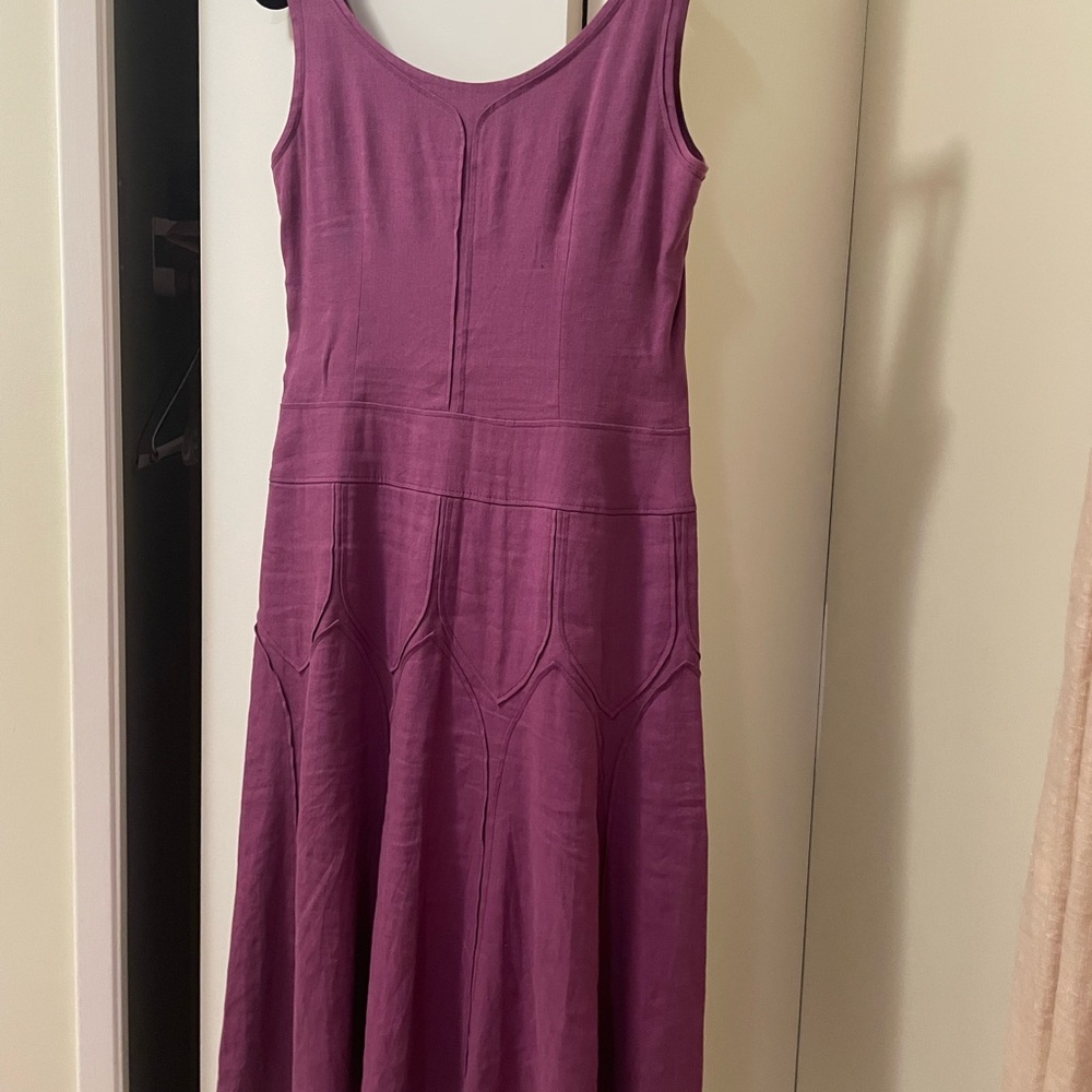 DKNY purple linen dress and blazer